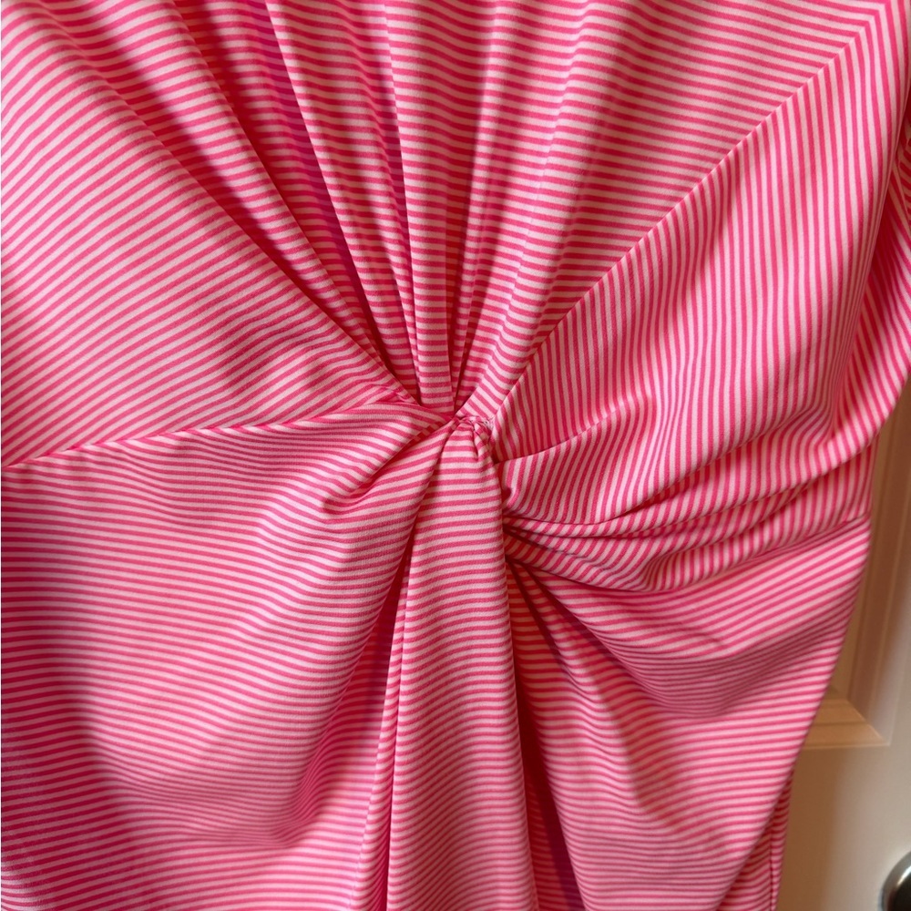 ⚡️NWOT Vineyard Vines Pink Sankaty Stripped Twist-Front Mini Dress - Picture 3 of 4
